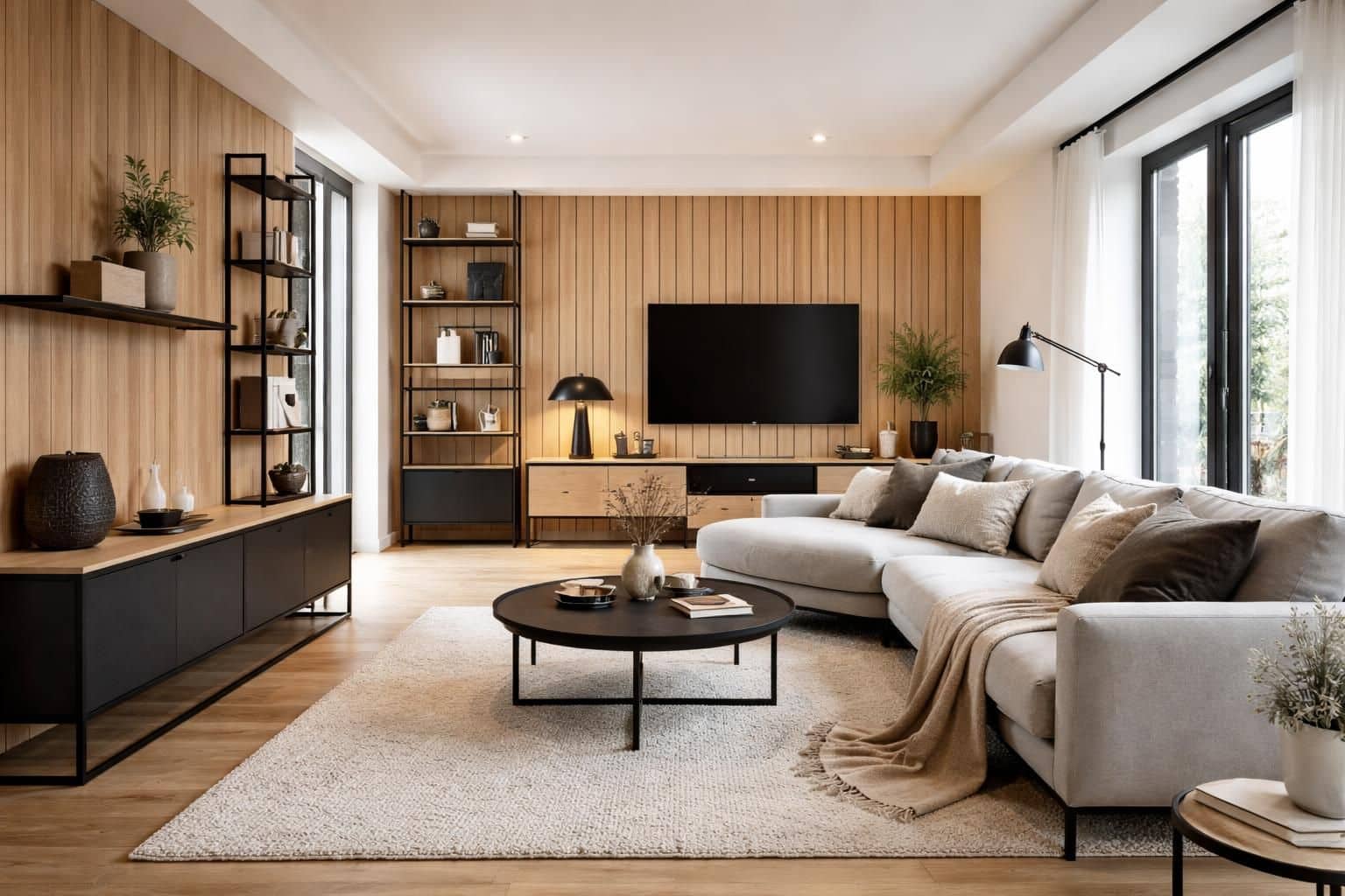 d&eacute;couvrez comment associer bois clair et m&eacute;tal noir dans votre salon pour un style moderne et chaleureux. nos conseils d&eacute;co pour un int&eacute;rieur &eacute;l&eacute;gant et harmonieux.