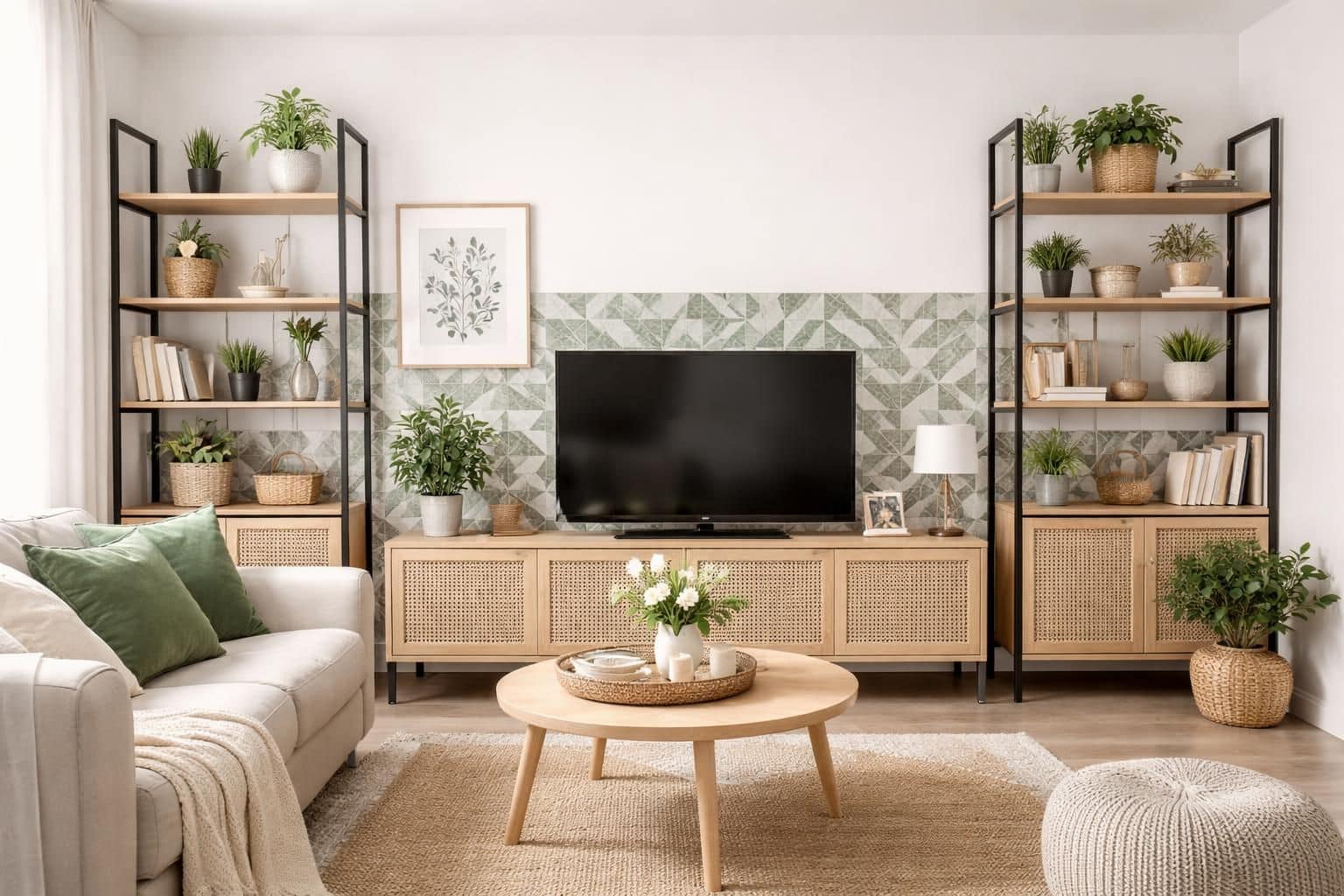 d&eacute;couvrez des astuces pour d&eacute;corer votre salon sans accrocher d'objets au mur, id&eacute;al pour les locataires souhaitant personnaliser leur espace sans ab&icirc;mer les murs.