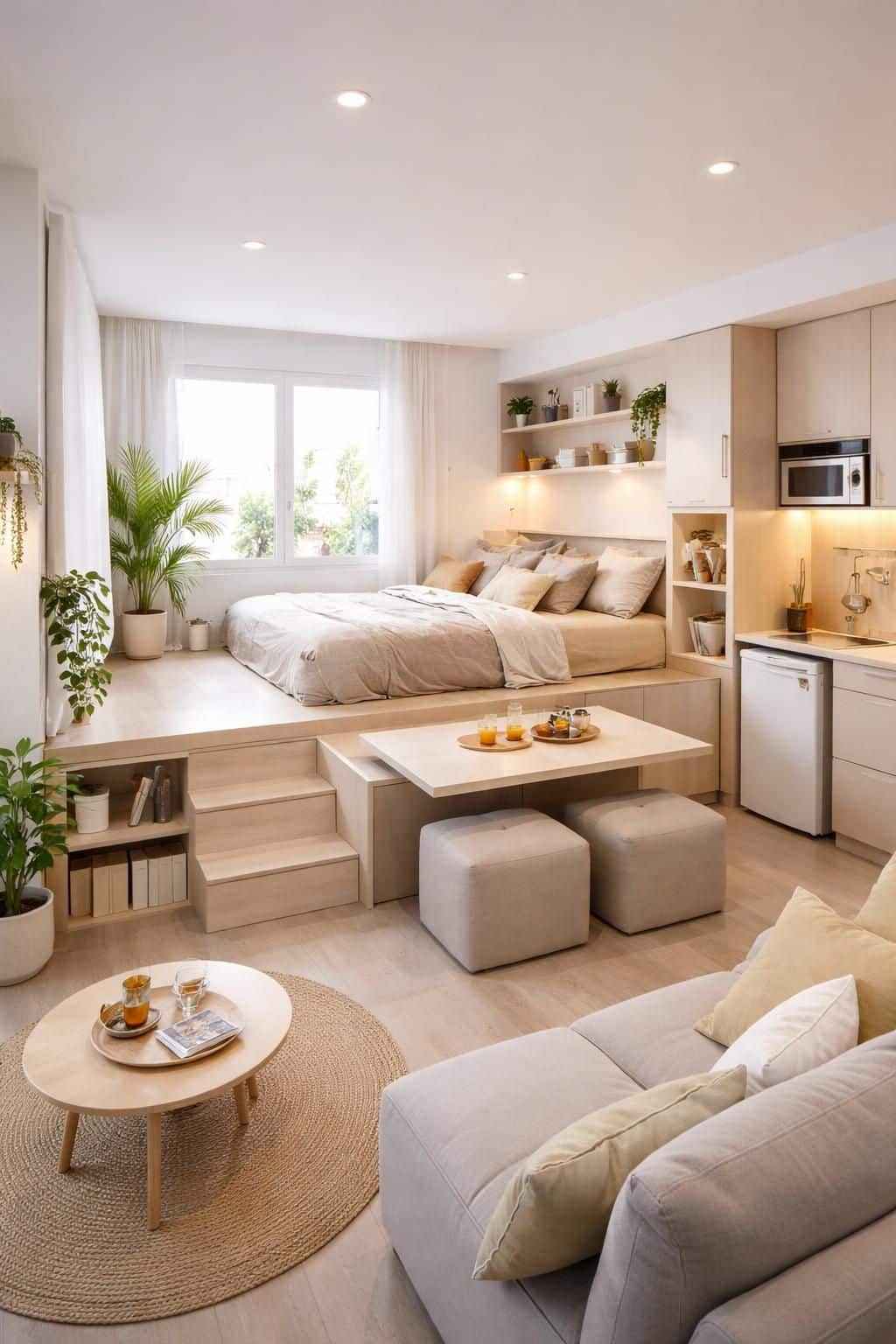 d&eacute;couvrez comment optimiser l'espace de votre studio gr&acirc;ce &agrave; une estrade avec rangement, alliant fonctionnalit&eacute; et design pour un int&eacute;rieur organis&eacute; et convivial.