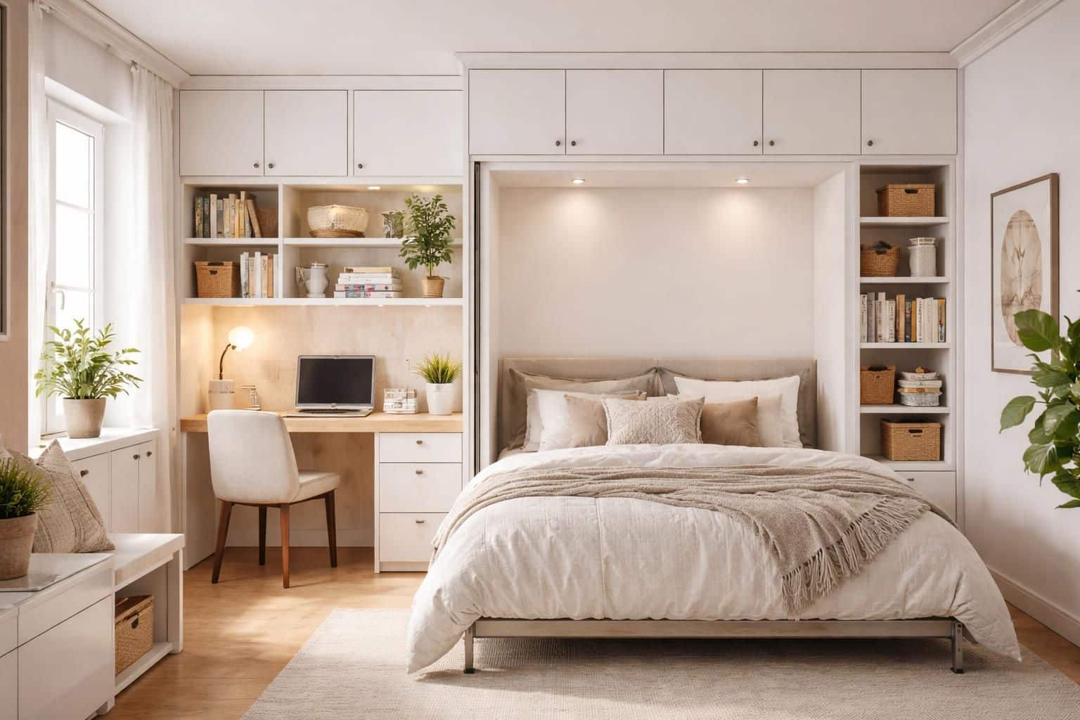 d&eacute;couvrez comment transformer une chambre en un bureau partag&eacute; fonctionnel et harmonieux, optimisant l'espace pour travailler &agrave; deux en toute convivialit&eacute;.