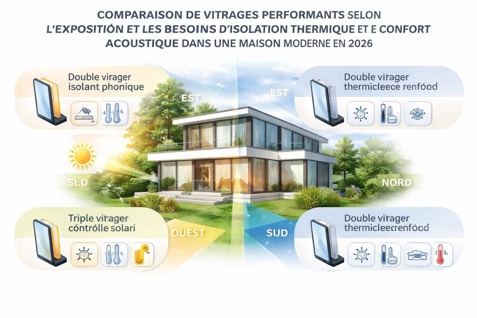 d&eacute;couvrez comment choisir un vitrage performant adapt&eacute; &agrave; l'exposition de votre habitat pour optimiser isolation et confort tout au long de l'ann&eacute;e.