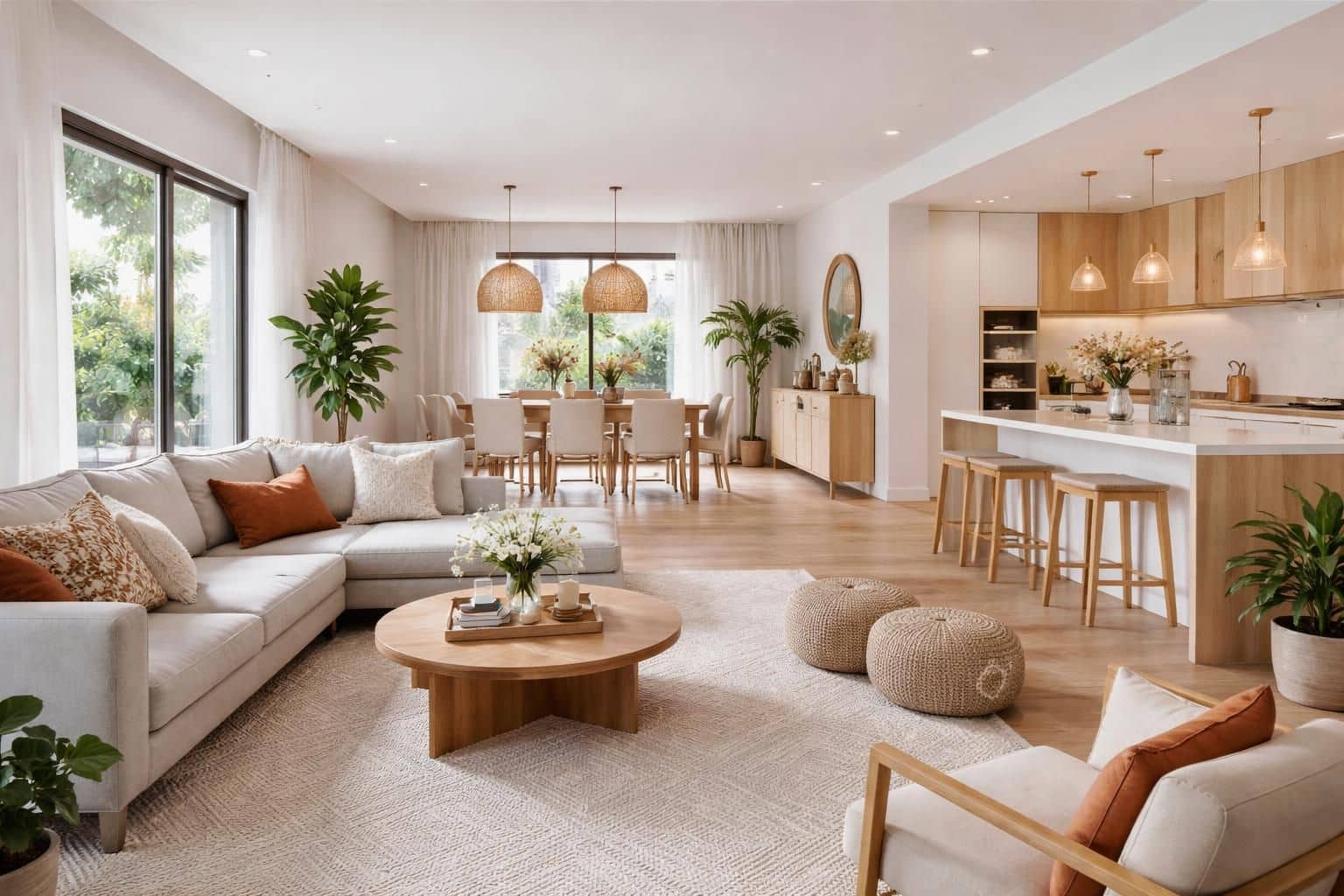 apprenez &agrave; d&eacute;corer un grand salon ouvert tout en conservant une coh&eacute;rence harmonieuse entre les espaces, pour un int&eacute;rieur &agrave; la fois spacieux et accueillant.