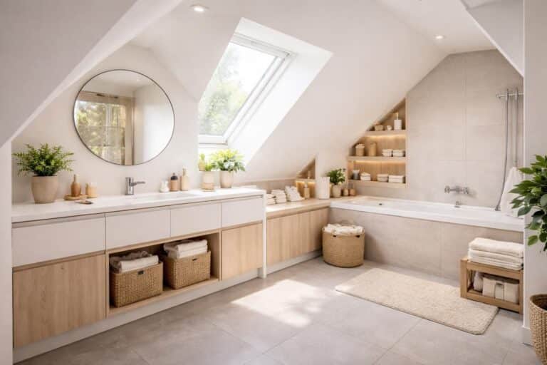 découvrez des idées de rangement pratiques et esthétiques pour optimiser l'espace de votre salle de bain mansardée et gagner en fonctionnalité.