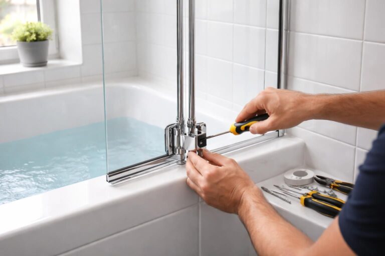 apprenez à installer facilement un pare-baignoire pivotant pour sécuriser votre salle de bain et éviter les éclaboussures. guide étape par étape pour un montage rapide et réussi.