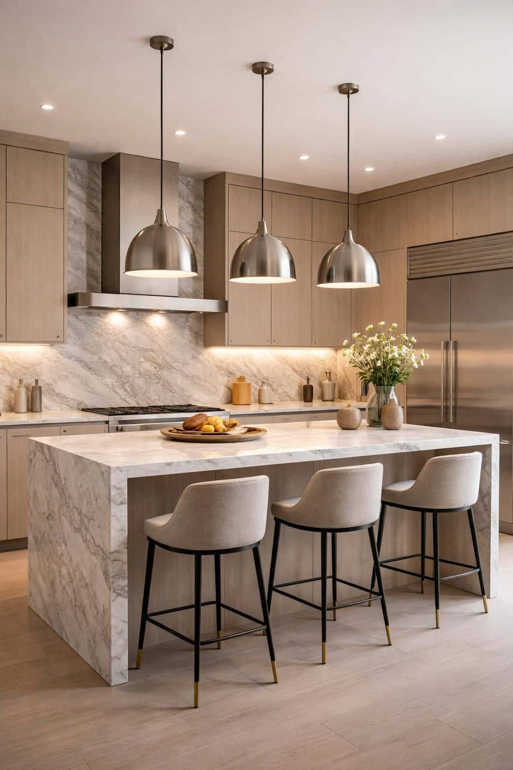 d&eacute;couvrez comment int&eacute;grer des suspensions align&eacute;es au-dessus de votre &icirc;lot pour un &eacute;clairage &eacute;l&eacute;gant et harmonieux dans votre cuisine.