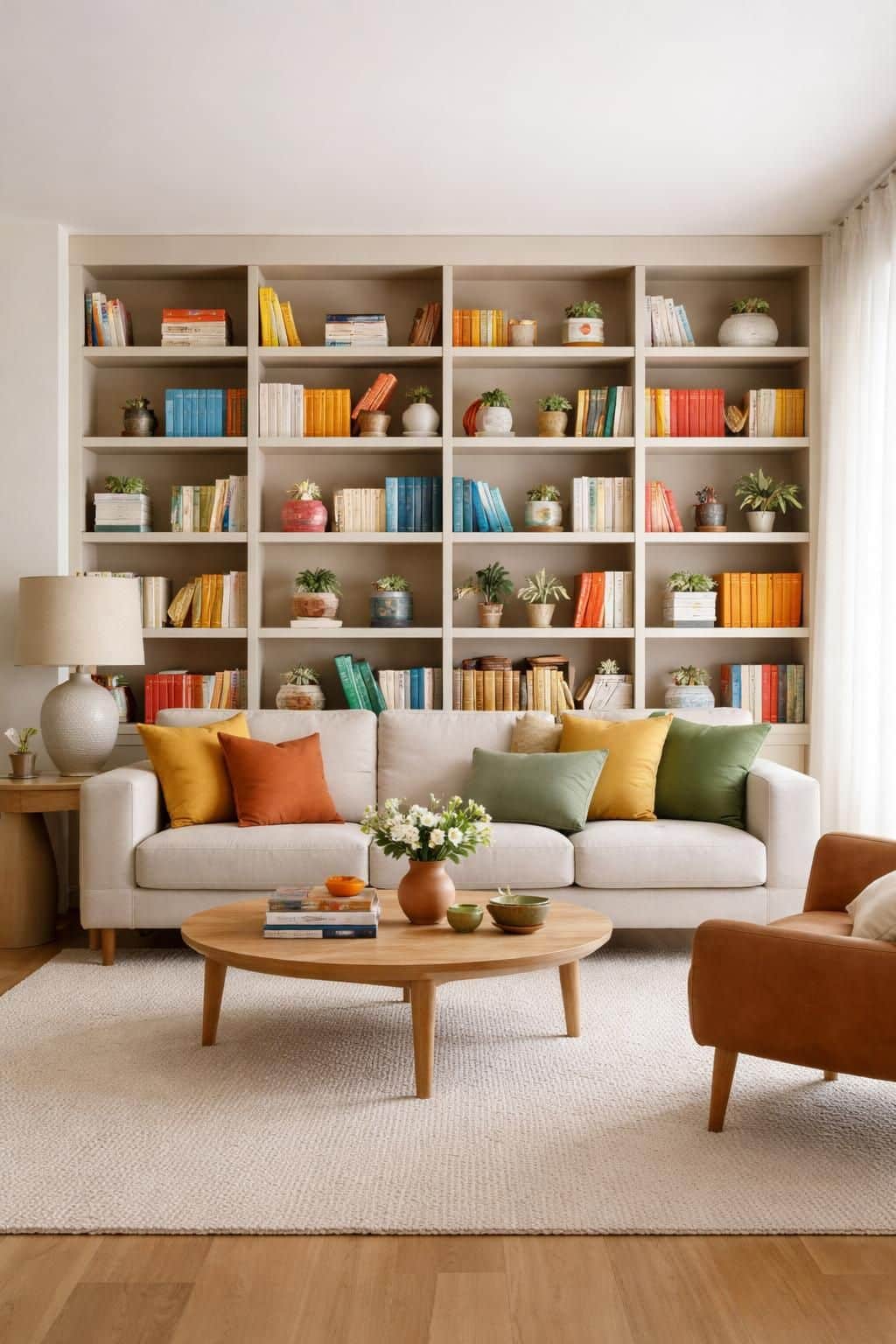 d&eacute;couvrez comment int&eacute;grer une biblioth&egrave;que color&eacute;e dans un salon aux couleurs neutres pour apporter une touche de dynamisme et de personnalit&eacute; tout en conservant une ambiance harmonieuse.