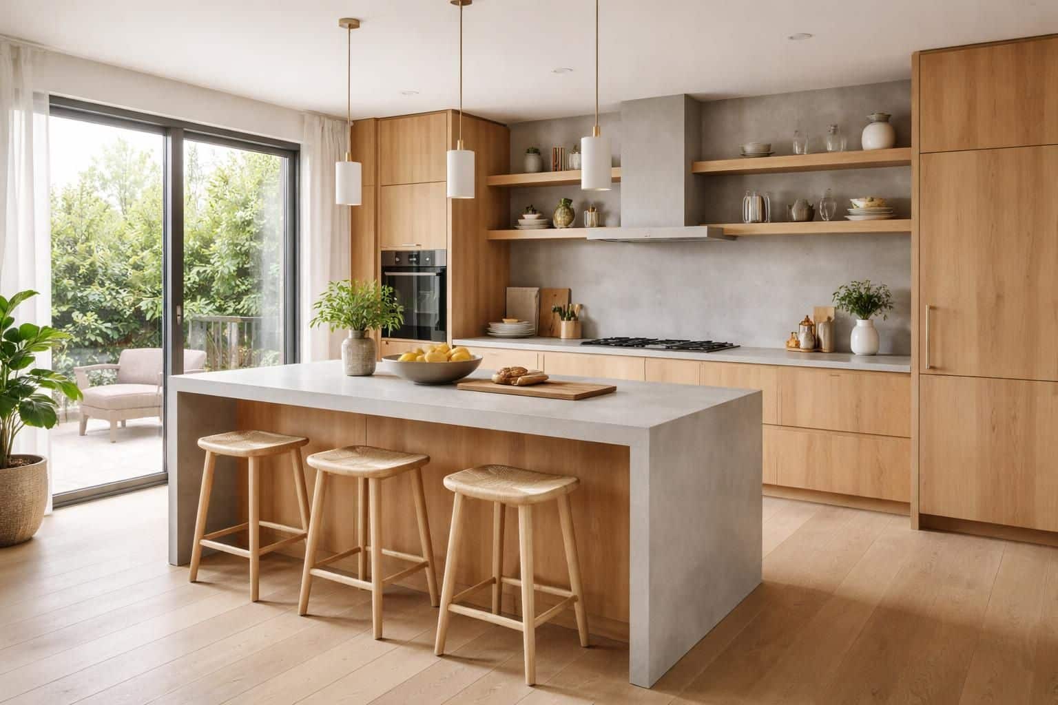 d&eacute;couvrez comment mixer harmonieusement le ch&ecirc;ne blond et le b&eacute;ton cir&eacute; pour cr&eacute;er une cuisine moderne, chaleureuse et design, alliant naturel et &eacute;l&eacute;gance industrielle.