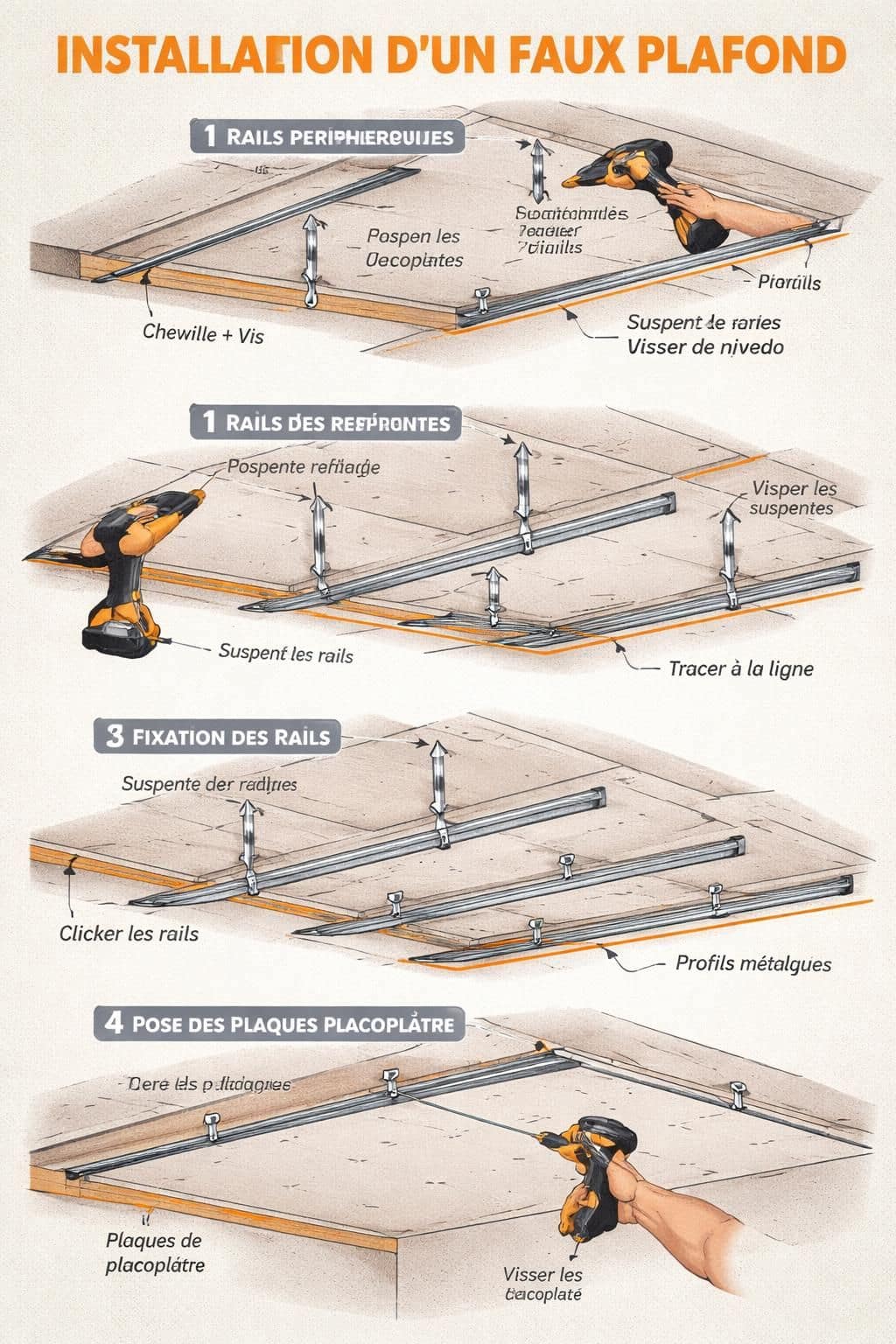 apprenez à poser un faux plafond avec suspentes grâce à notre guide étape par étape, pour un résultat professionnel et durable.