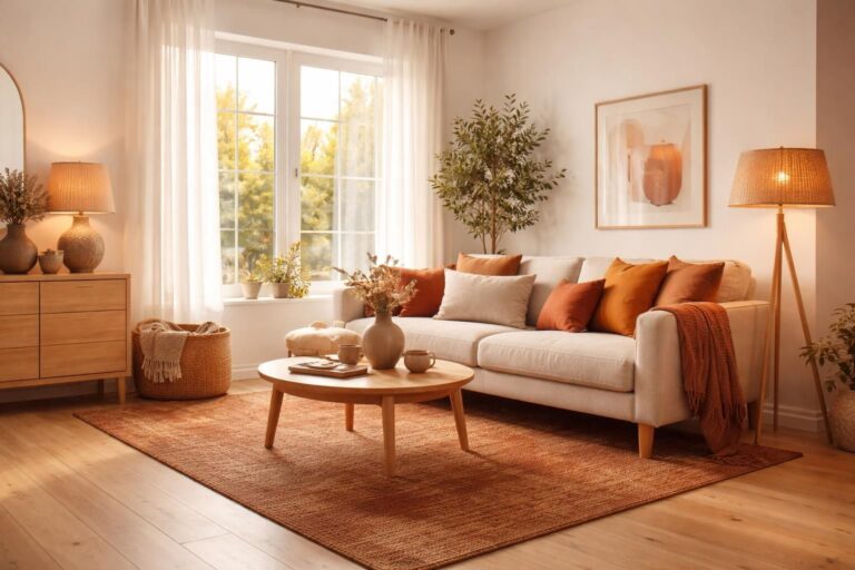 découvrez comment utiliser des teintes chaudes pour apporter convivialité et confort à un salon au style nordique, alliant modernité et chaleur.