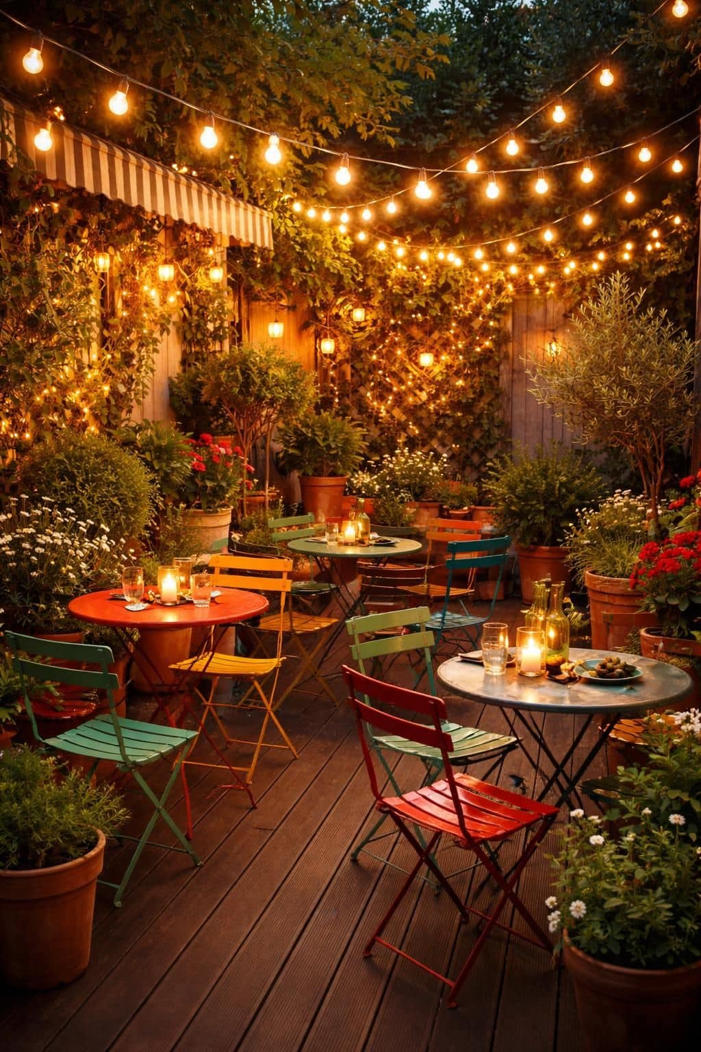 découvrez comment aménager une terrasse esprit guinguette avec une décoration conviviale, des guirlandes lumineuses, du mobilier vintage et une ambiance festive pour accueillir vos invités.