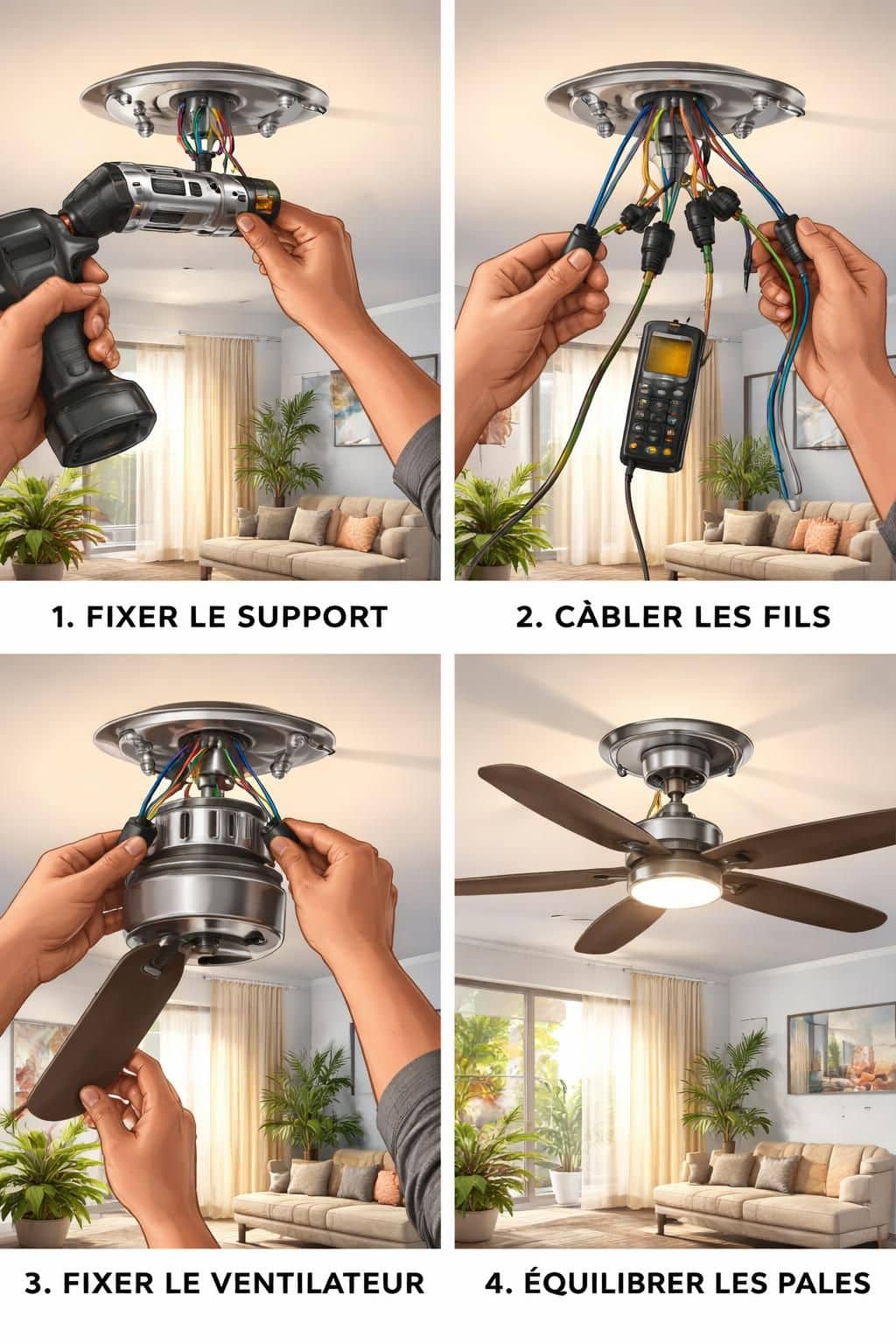 d&eacute;couvrez comment installer un ventilateur de plafond de mani&egrave;re s&eacute;curis&eacute;e avec nos conseils pratiques et astuces pour assurer votre s&eacute;curit&eacute; et optimiser le confort de votre int&eacute;rieur.