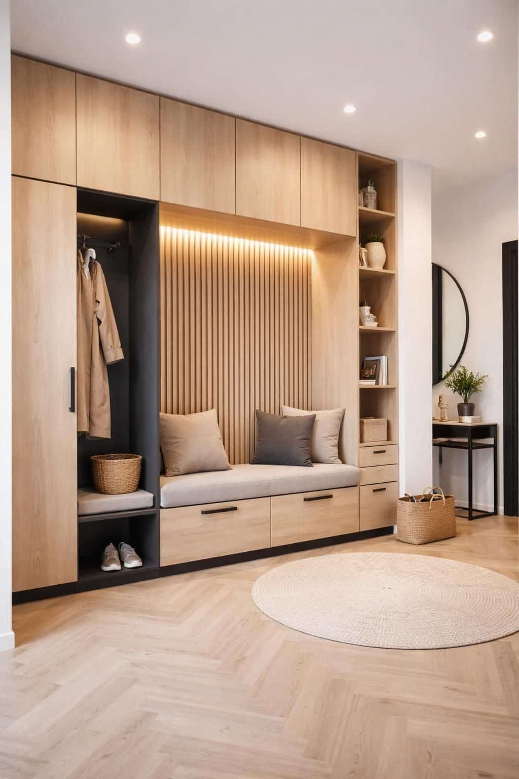 d&eacute;couvrez comment int&eacute;grer un couloir d&rsquo;entr&eacute;e fonctionnel avec une banquette confortable et des pat&egrave;res pratiques pour optimiser votre espace d&egrave;s l&rsquo;entr&eacute;e.