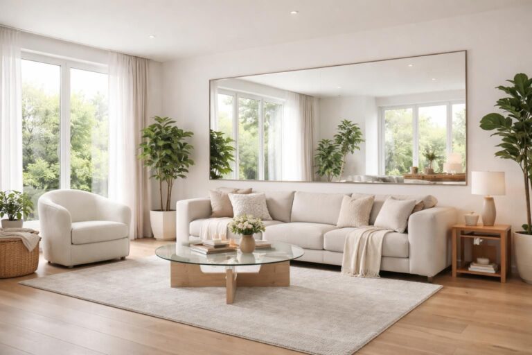 découvrez comment intégrer un grand miroir dans votre séjour pour créer une illusion d'espace et agrandir visuellement votre pièce avec style.