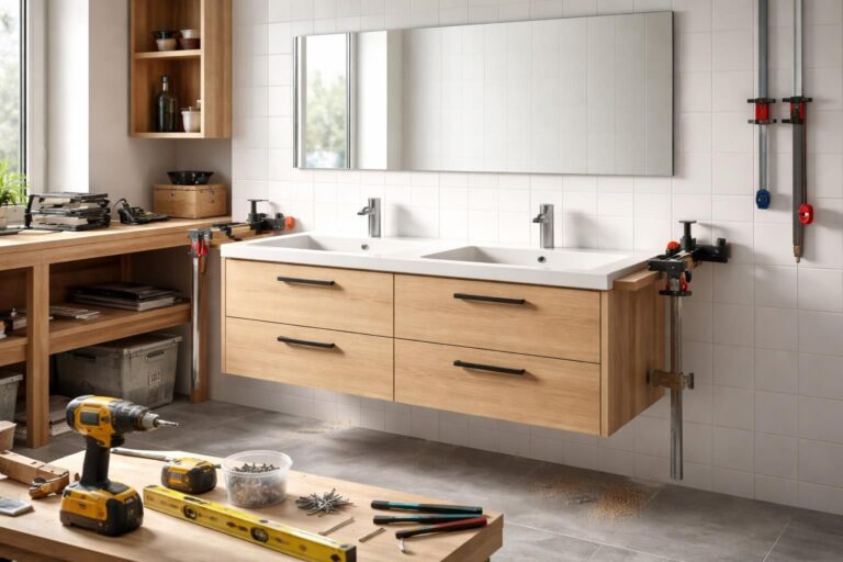 apprenez à fabriquer un meuble de salle de bain suspendu élégant et pratique grâce à notre guide étape par étape, idéal pour optimiser l'espace et moderniser votre intérieur.