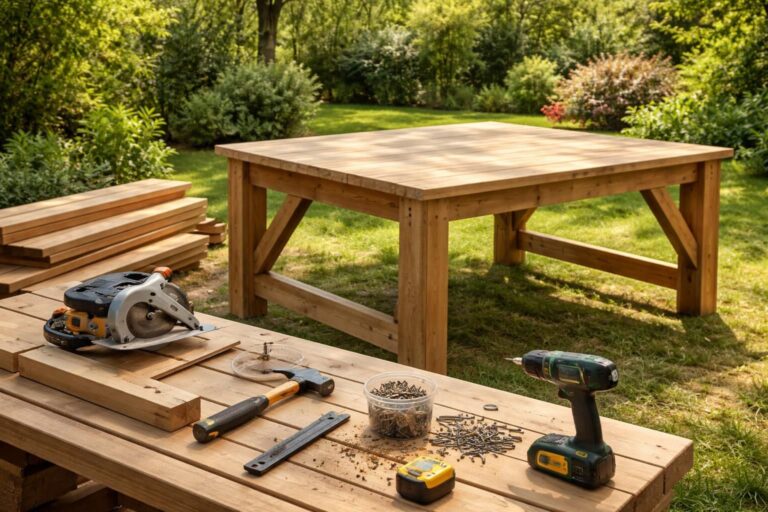 découvrez comment fabriquer une table de jardin solide et durable en bois traité grâce à notre guide étape par étape facile à suivre.