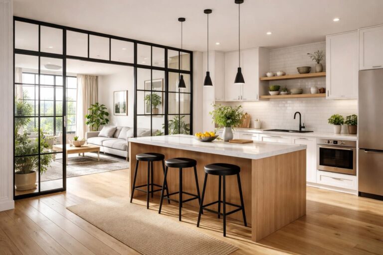 découvrez comment aménager une cuisine semi-ouverte avec une cloison verrière pour un espace lumineux et convivial, alliant praticité et style moderne.