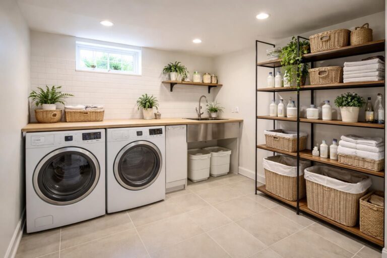 découvrez comment aménager une buanderie fonctionnelle et bien organisée au sous-sol pour optimiser l'espace et faciliter le lavage de votre linge.