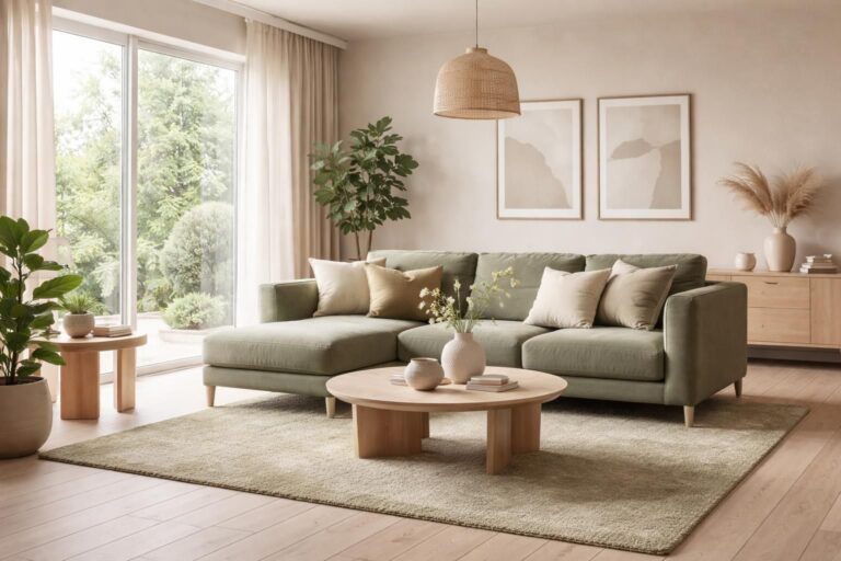 découvrez comment intégrer les tons olive et sable pour créer un salon calme et apaisant, alliant élégance naturelle et confort chaleureux.