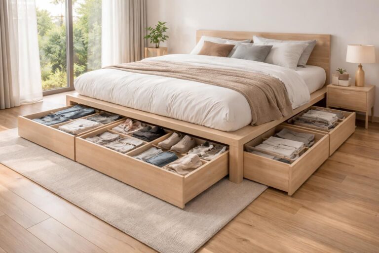 découvrez comment optimiser l'espace sous votre lit grâce à des tiroirs géants pratiques et esthétiques pour un rangement maximal et ordonné.