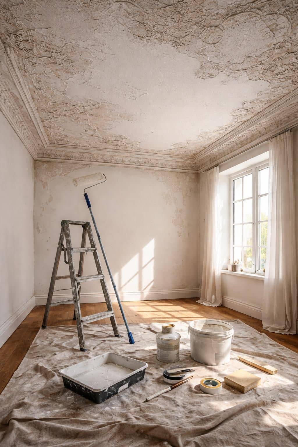 découvrez comment peindre un plafond texturé ancien facilement et efficacement pour lui redonner un aspect propre et moderne. guide étape par étape et conseils pratiques.