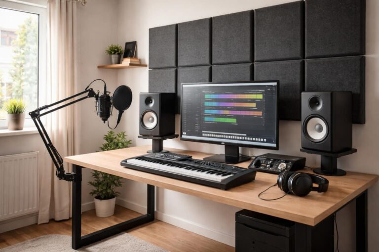découvrez comment transformer une chambre en home studio musique fonctionnel et acoustiquement optimisé, avec des astuces pour l'aménagement, le matériel essentiel et la configuration idéale.