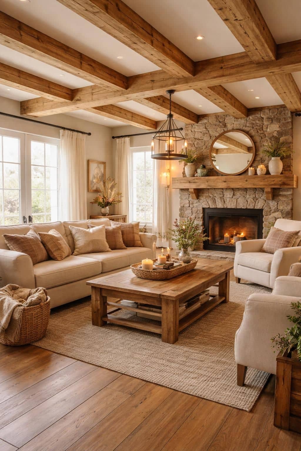 découvrez comment aménager un salon avec poutres apparentes pour allier charme traditionnel et décoration moderne, en optimisant l'espace et la luminosité.