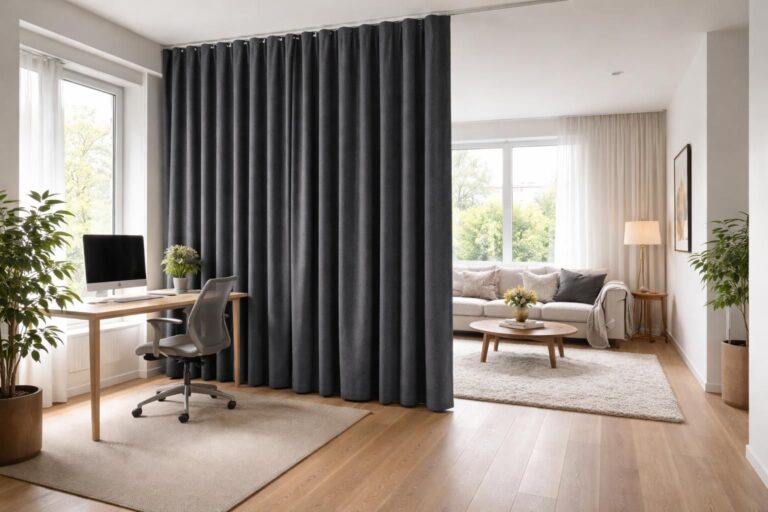 découvrez comment cloisonner une pièce efficacement avec un rideau acoustique pour améliorer l'isolation phonique et créer un espace intime et calme.