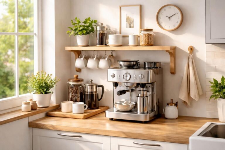 découvrez comment créer un coin café convivial dans votre cuisine pour savourer des moments de détente et déguster vos boissons préférées.