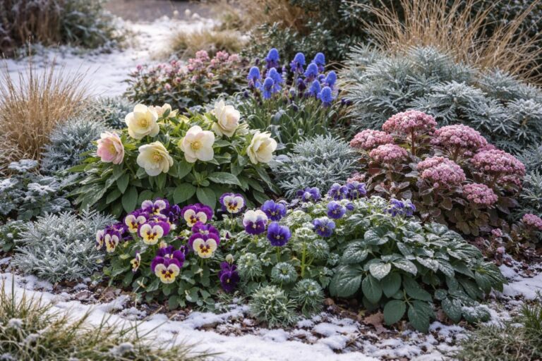 apprenez à créer un massif de vivaces résistantes au froid pour un jardin fleuri toute l'année, même en hiver. conseils pratiques et espèces adaptées.