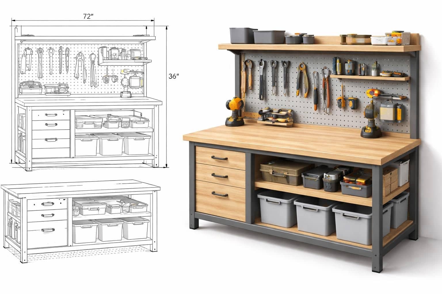 apprenez &agrave; fabriquer un meuble d&rsquo;atelier pratique et robuste pour organiser et ranger vos outils facilement. guide &eacute;tape par &eacute;tape pour un projet diy r&eacute;ussi.