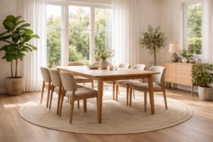 découvrez comment intégrer parfaitement un tapis rond sous votre table de salle à manger pour créer un espace chaleureux et harmonieux. conseils déco et astuces pratiques pour sublimer votre pièce.