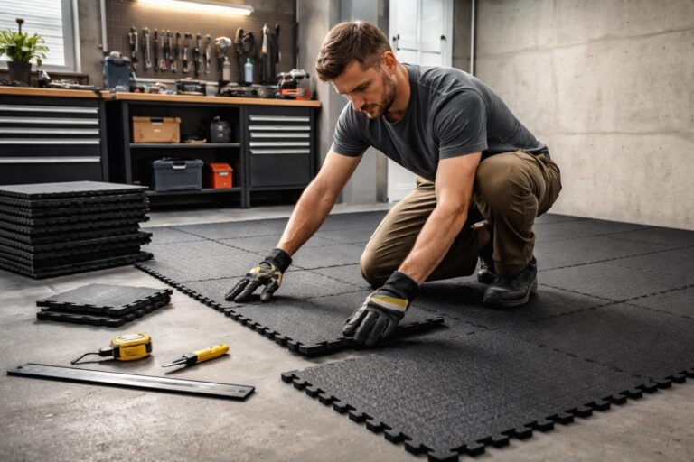 apprenez à poser des dalles en caoutchouc dans votre garage facilement et rapidement grâce à notre guide complet étape par étape pour un sol durable et antidérapant.