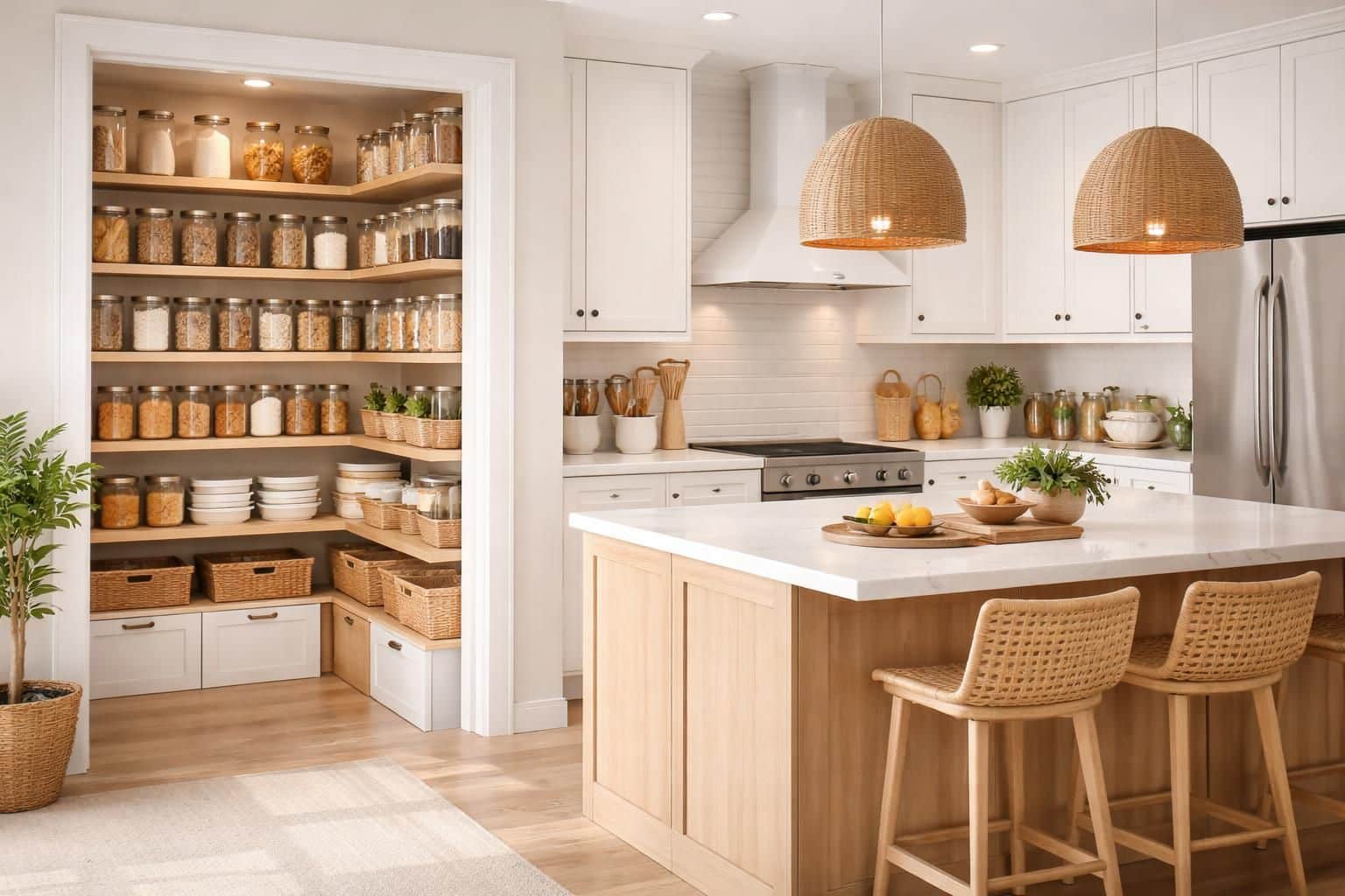d&eacute;couvrez comment am&eacute;nager une cuisine moderne avec un garde-manger visible pour allier praticit&eacute; et esth&eacute;tique dans votre espace culinaire.