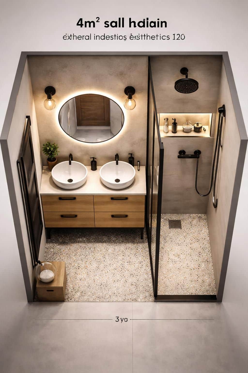 d&eacute;couvrez nos astuces et conseils pratiques pour am&eacute;nager une salle de bain double vasque fonctionnelle et &eacute;l&eacute;gante dans un espace de 4m&sup2;.