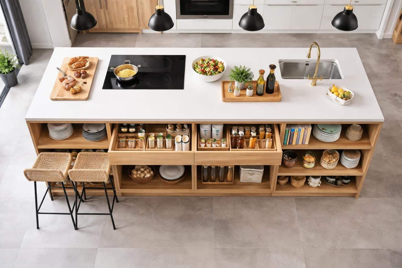 d&eacute;couvrez comment fabriquer un &icirc;lot central avec rangement int&eacute;gr&eacute; pour optimiser l'espace et allier fonctionnalit&eacute; et design dans votre cuisine.