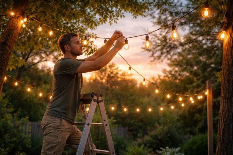 découvrez comment installer des lampes guirlandes guinguette pour créer une ambiance chaleureuse et festive dans votre jardin ou sur votre terrasse.