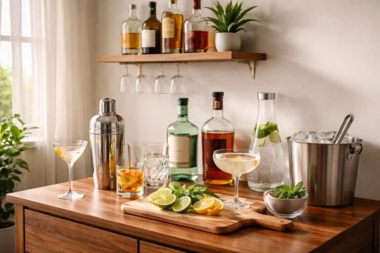 apprenez à installer un coin cocktails à la maison pour impressionner vos invités avec des boissons savoureuses et une ambiance conviviale. guide pratique et idées déco.