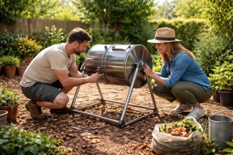 apprenez à installer un composteur rotatif facilement et efficacement pour transformer vos déchets organiques en compost riche et naturel.