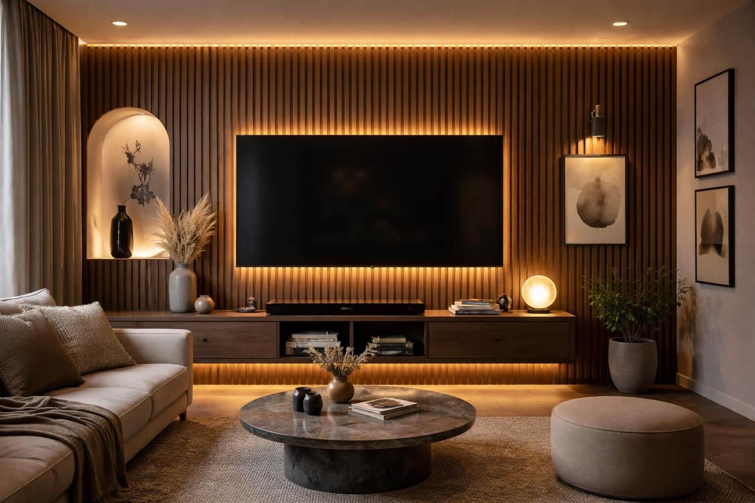 apprenez &agrave; d&eacute;corer un mur tv avec des panneaux acoustiques pour allier esth&eacute;tisme et am&eacute;lioration sonore dans votre salon.