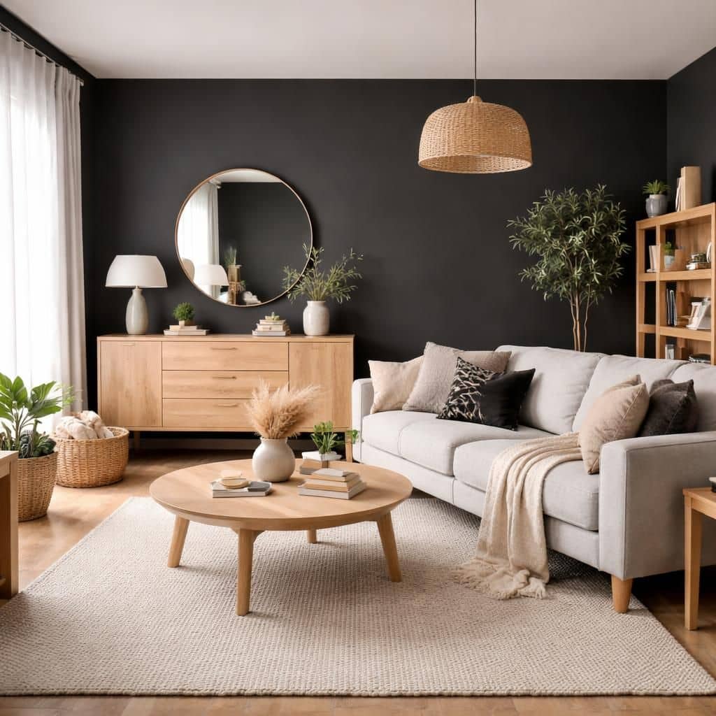 d&eacute;couvrez comment d&eacute;corer un salon noir et bois pour cr&eacute;er un espace &eacute;l&eacute;gant et chaleureux alliant modernit&eacute; et naturel.
