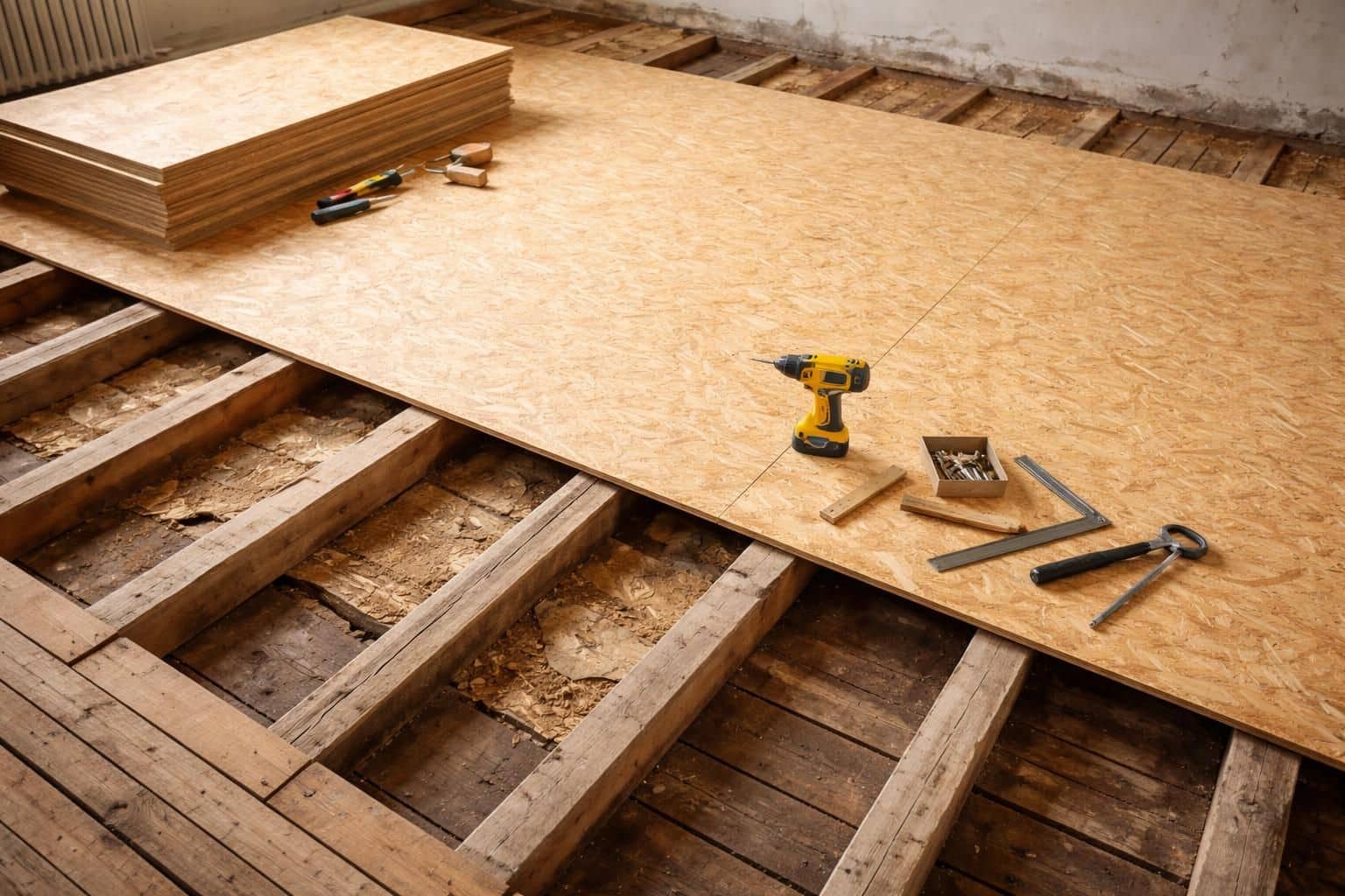 apprenez &agrave; poser une dalle osb sur un plancher ancien gr&acirc;ce &agrave; notre guide &eacute;tape par &eacute;tape, pour un sol solide et durable.